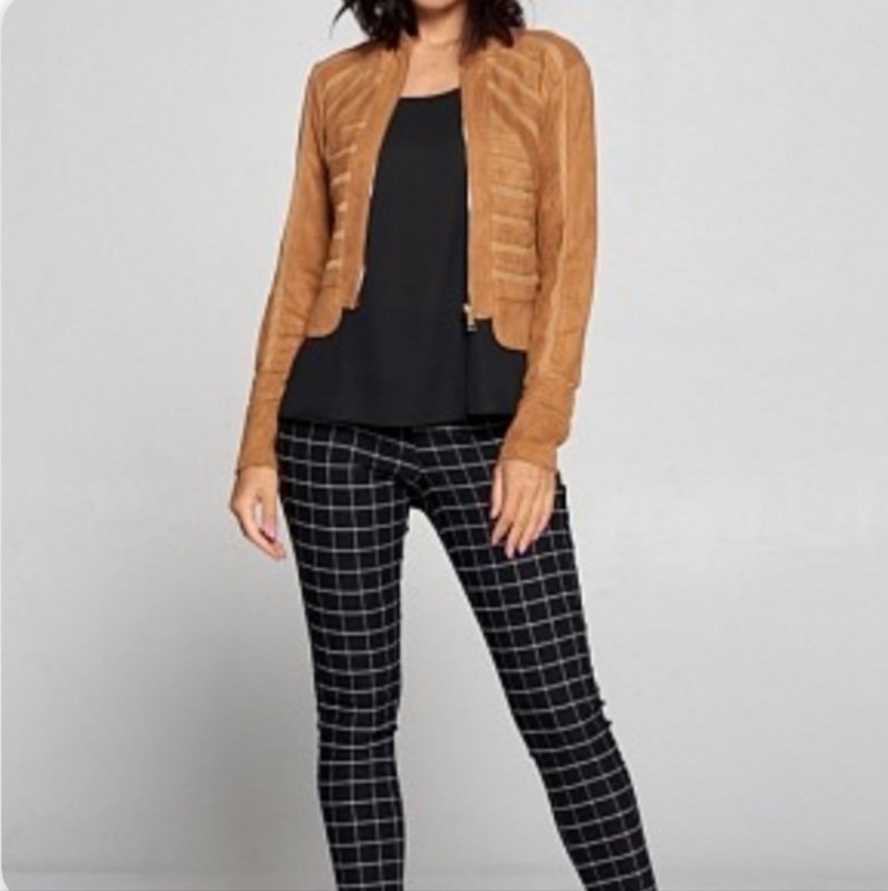 Stretch Faux Suede Jacket